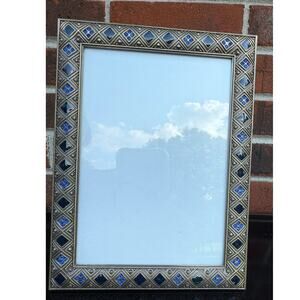Vintage Carr Photo/Picture Frame for 4.5x6.5 Photo Gold with Blue Gem Inlays